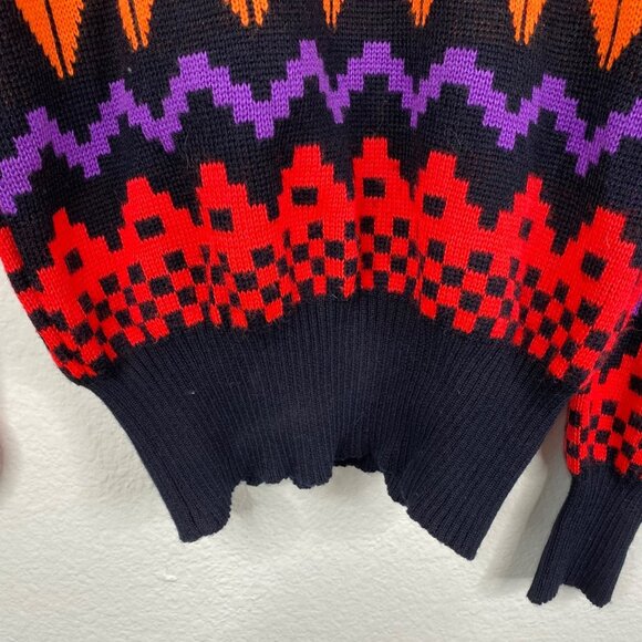 Vintage Meister Ski Sweater Wool Acrylic Geometric Neon 80's Sweater Sz S UNISEX - Picture 7 of 11